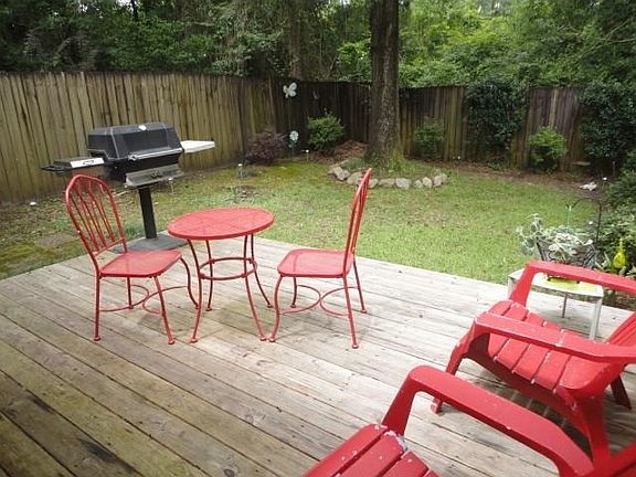 Deck in privacy fenced courtyard