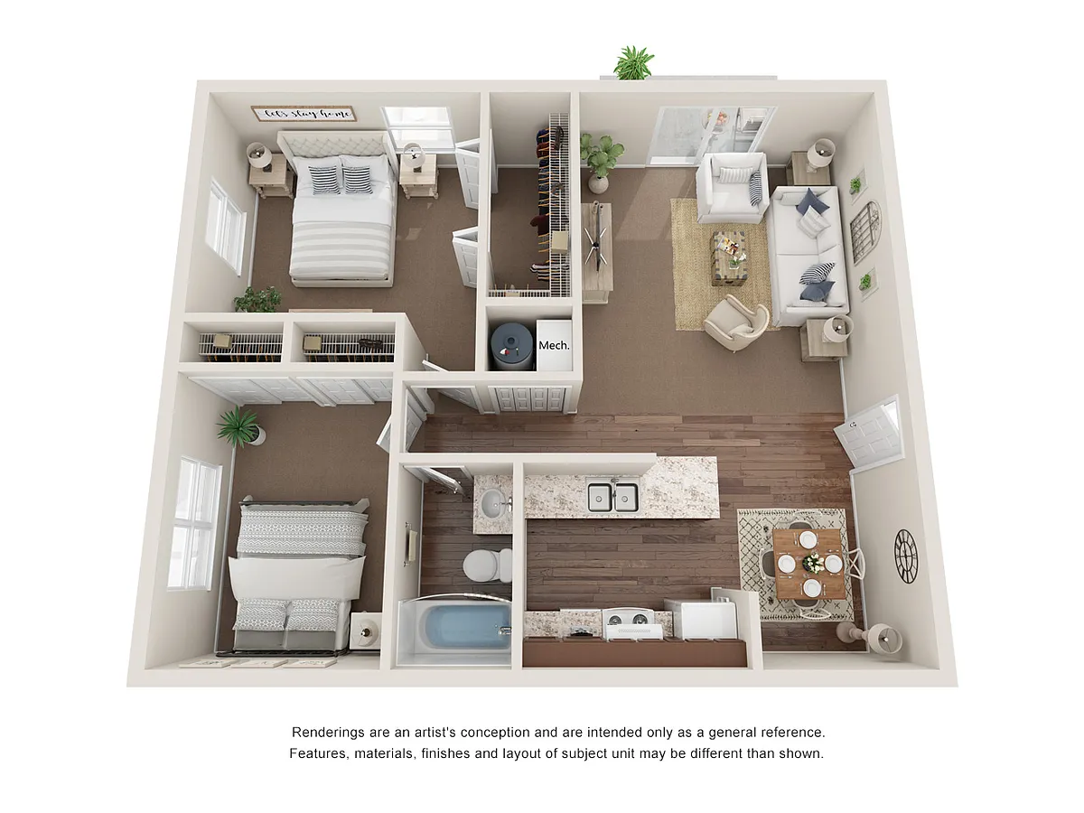 Floor plan Two Bedroom Newly Remodeled