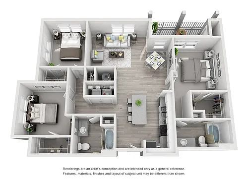 Floor plan 3BR 2BA (1500 SF)