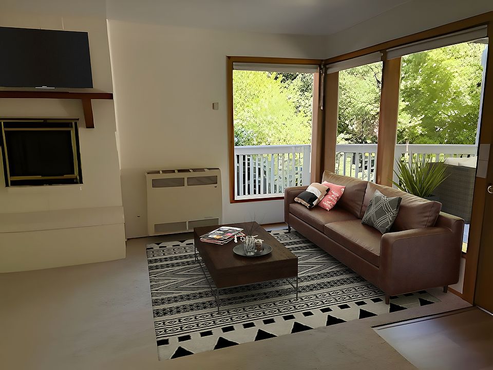 Large windows looking out to private deck