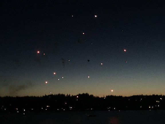 starry sky and fireworks