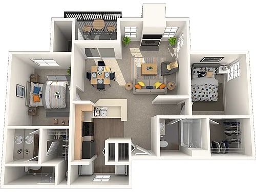 Floor plan Two Bedroom Two Bath (Plan C)