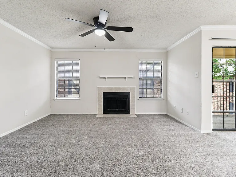 B2 Livingroom windows and fireplace