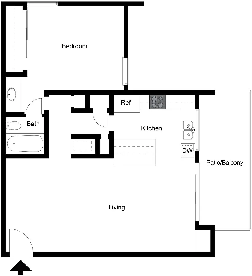 Floor plan 1 Bedroom 1 Bath