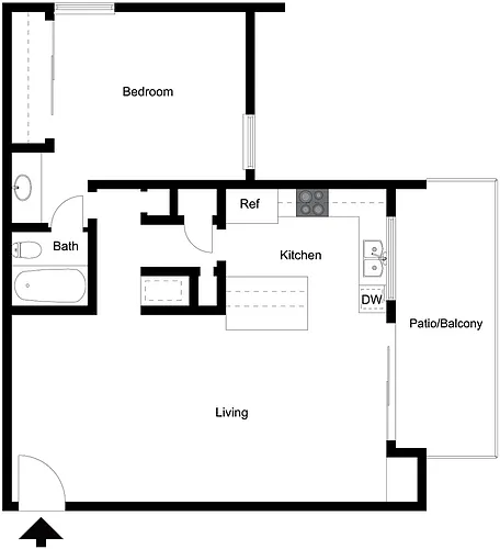 Floor plan 1 Bedroom 1 Bath