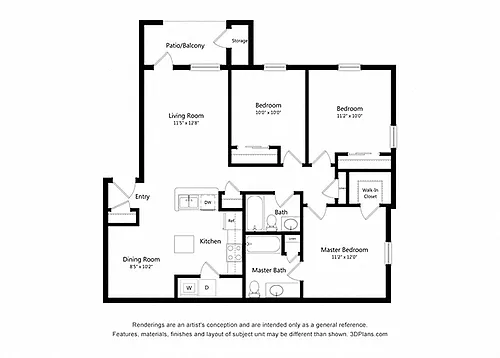 Floor plan Three Bedroom (B)