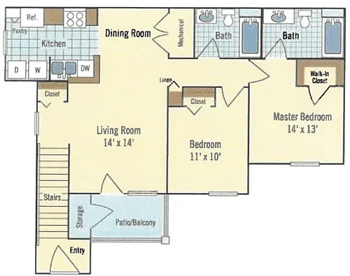 Floor plan 2BR Downstairs