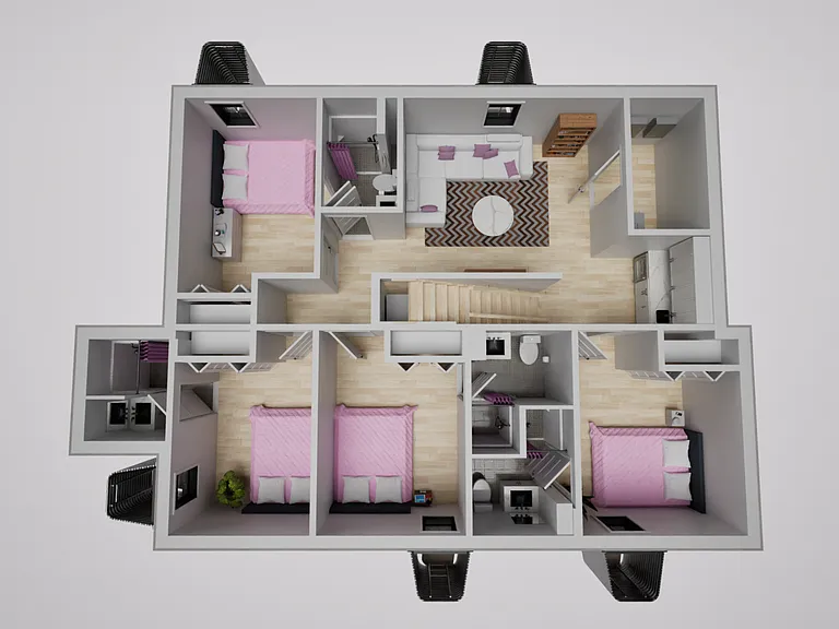 Basement level with 'vault' lounge area