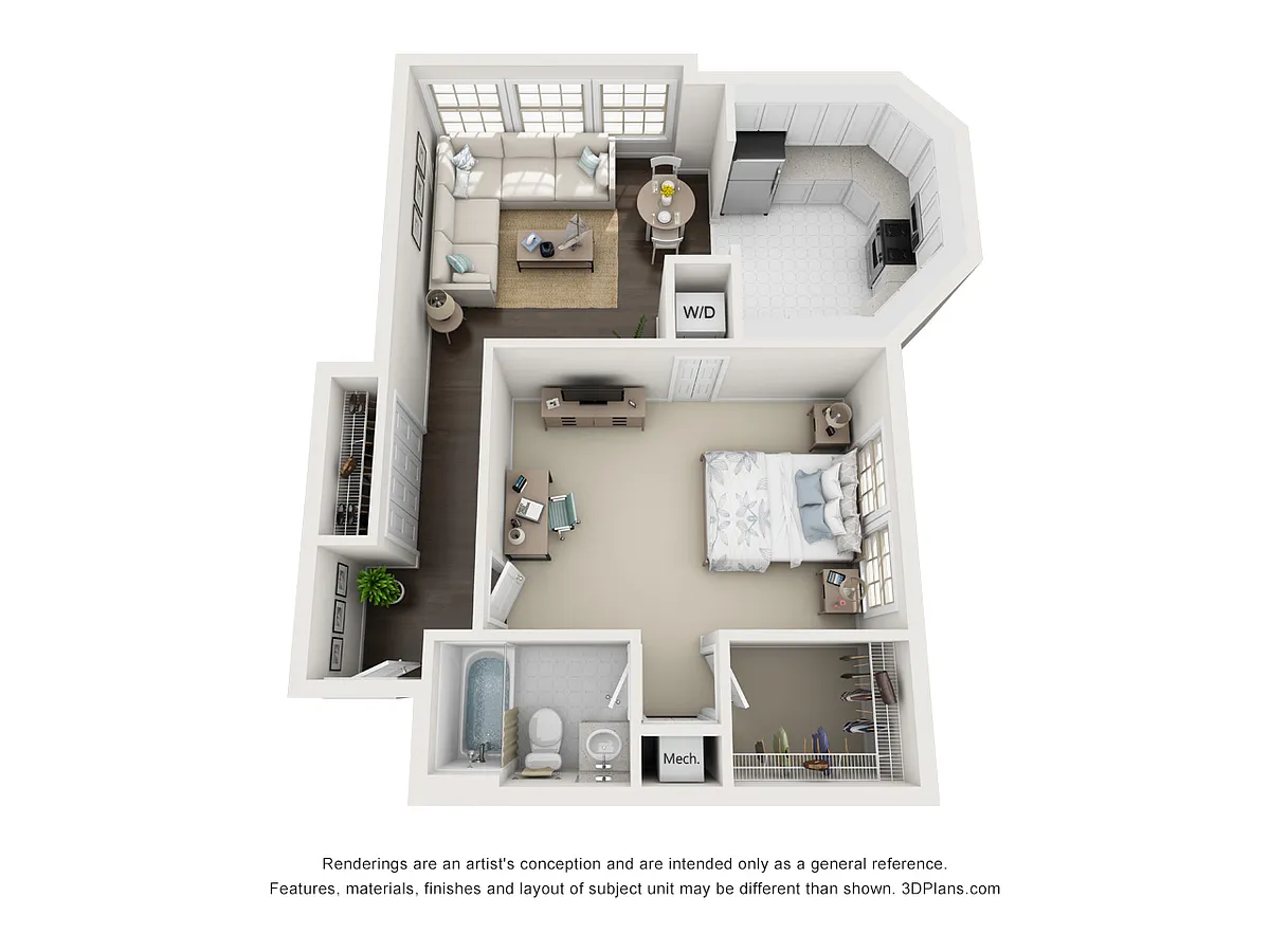 Floor plan 700sf - 1 Bedroom - Buckingham Building