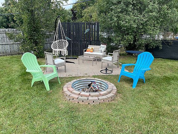 Brick and pea gravel patios 