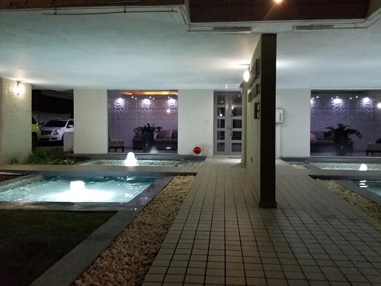 water fountain in front of building