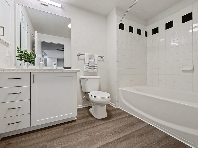 Oval shaped garden tubs in select units