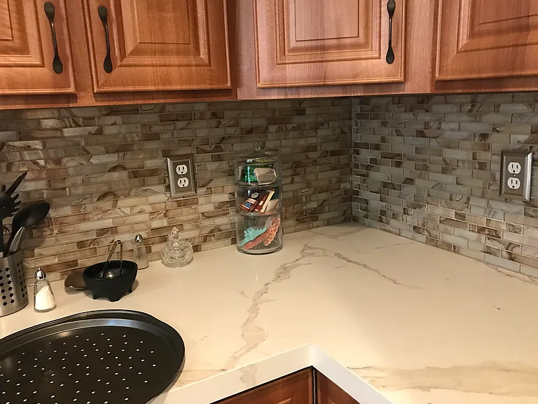 Beautiful glass mosaic backsplash tile!