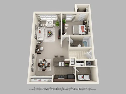 Floor plan 1 Bedroom 1 Bath