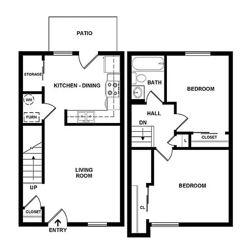 Floor plan 2 Bedroom Townhouse