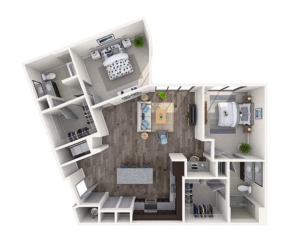 Floor plan Two Bedroom B2J