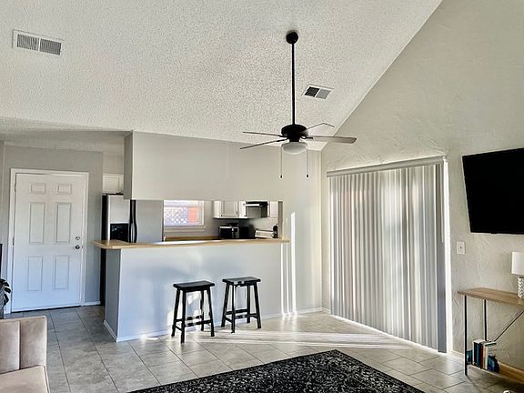 Living area facing kitchen