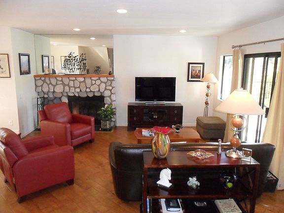 Living room with fireplace!