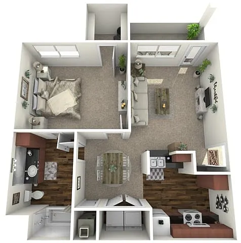 Floor plan 1 Bed, 1 Bath (60% Income Restricted)