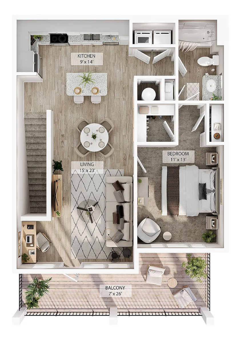 Floor plan 1 BR Designer Overlook