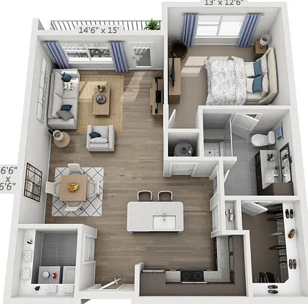 Floor plans are artist's rendering. All dimensions are approximate. Actual product and specifications may vary in dimension or detail. Not all features are available in every apartment. Prices and availability are subject to change. Floor plans are artist