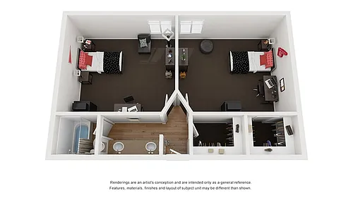 Floor plan Single Suite - Dorms