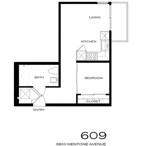 Floor plan Urban 1 Bedroom with Balcony