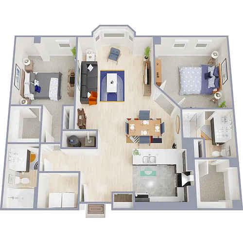 Floor plan The Residences 2 Bedroom 2 Bath