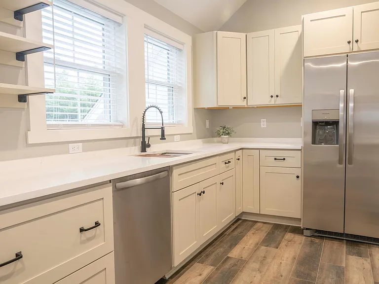 Kitchen with custom cabinets.