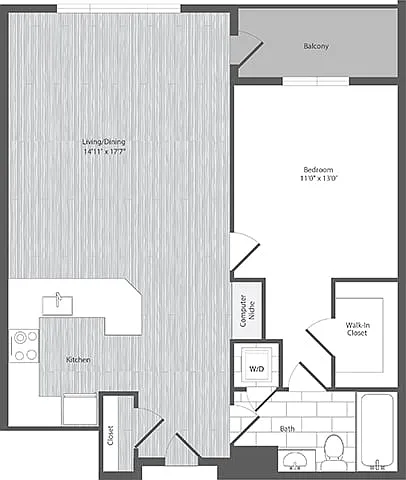 Floor plan 1 Bed 1 Bath - A7