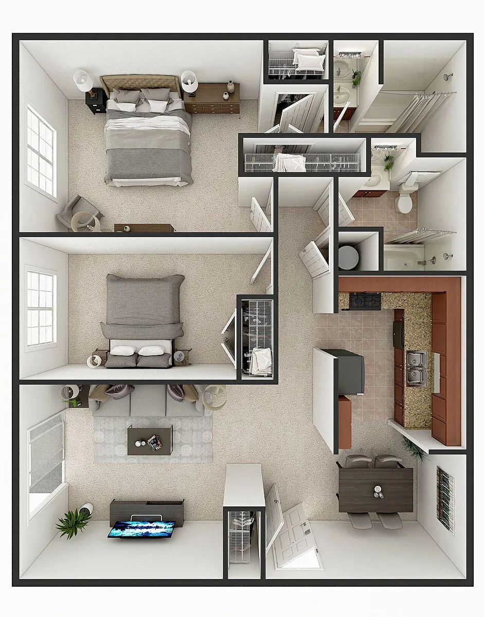 Floor plan 2 Bed 2 Bath- Waitlist for Possible Late Fall