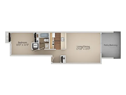 Floor plan 1 Bed/1 Bath-A