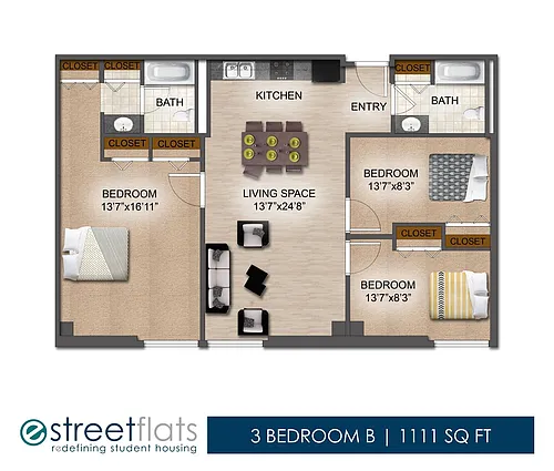 Floor plan 3 Bedroom B