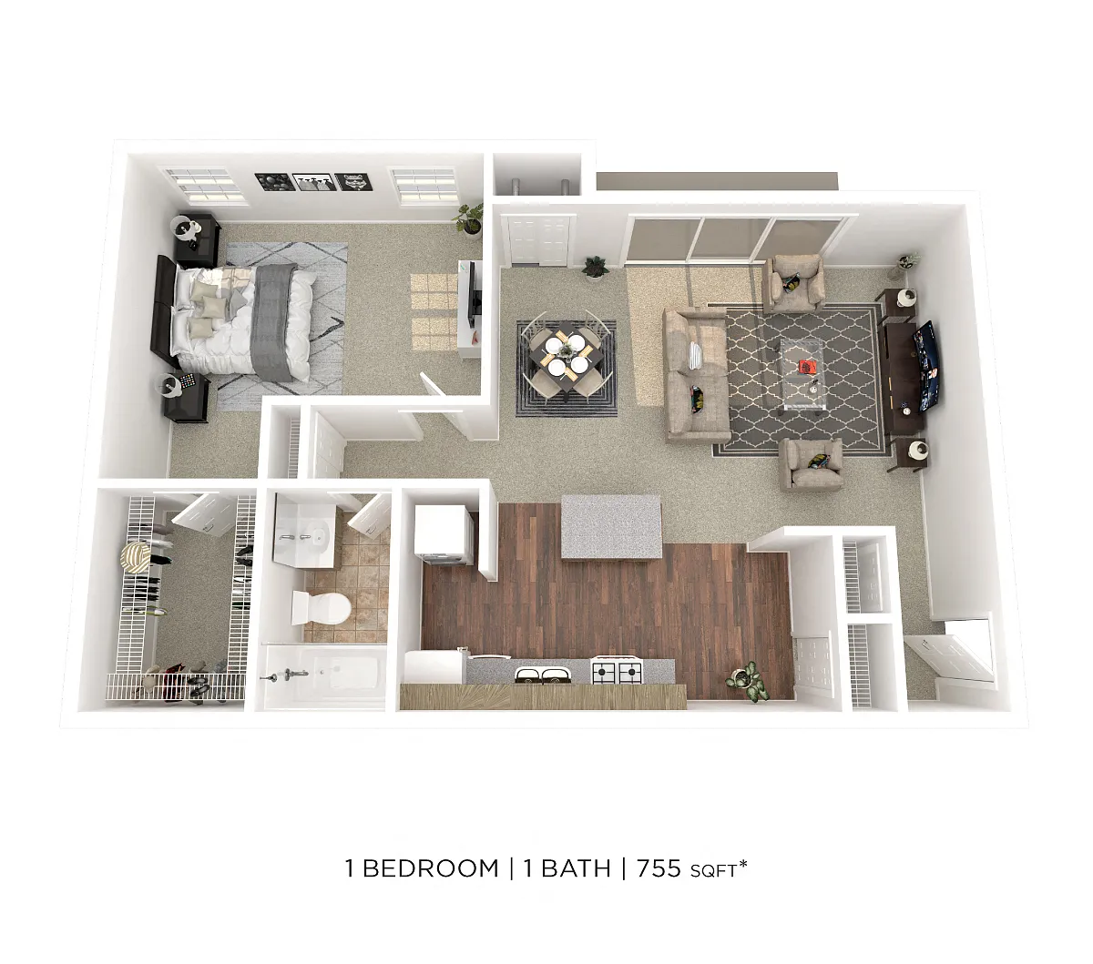 Floor plan One Bedroom - 755 sqft