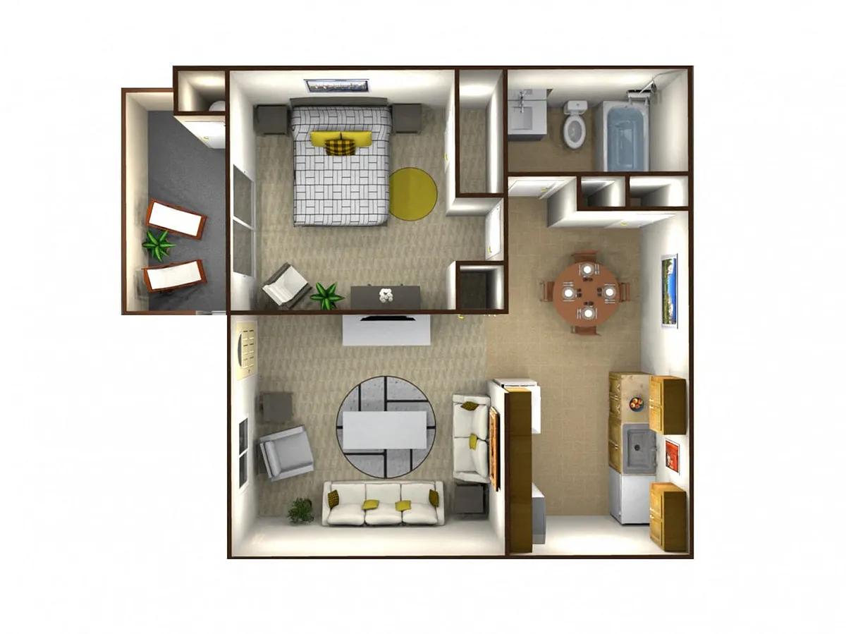 Floor plan 1 Bed / 1 Bath: Type B