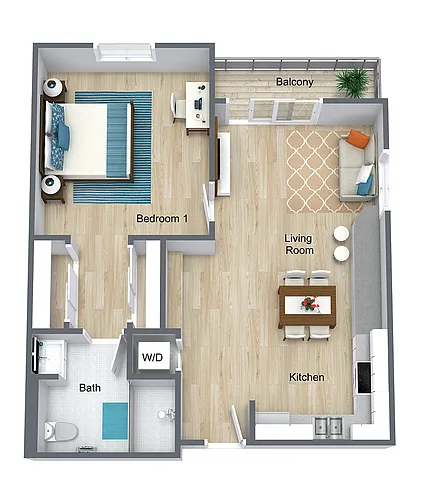 Floor plan The Seabreeze - One Bedroom