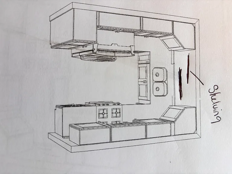 kitchen layout with new white shaker cabinets