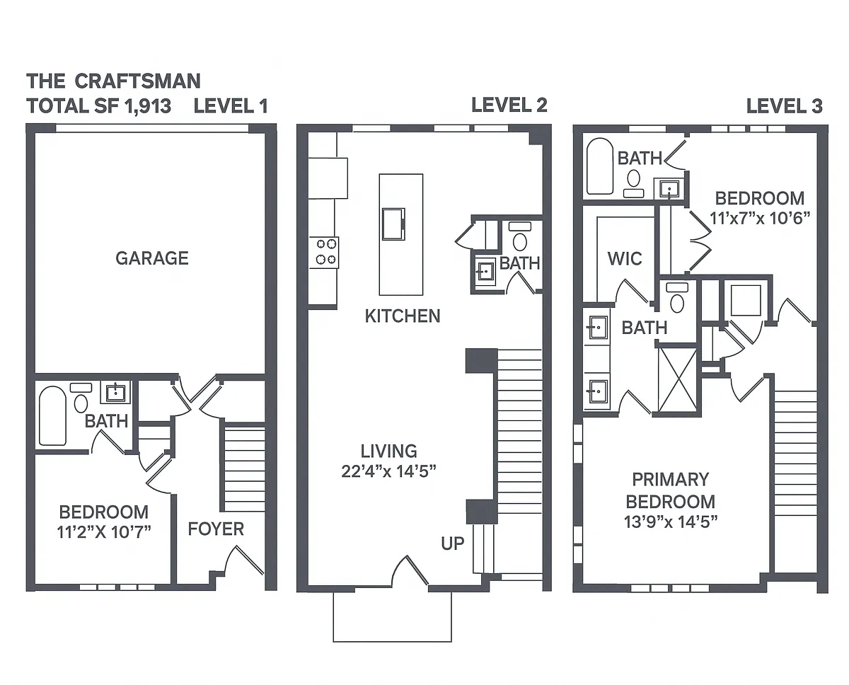 Floor plan The Craftsman Townhome - Attached Garage