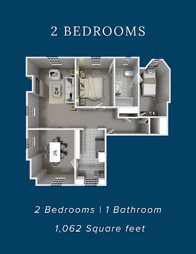 Floor plan 2 Bedroom 1 Bathroom