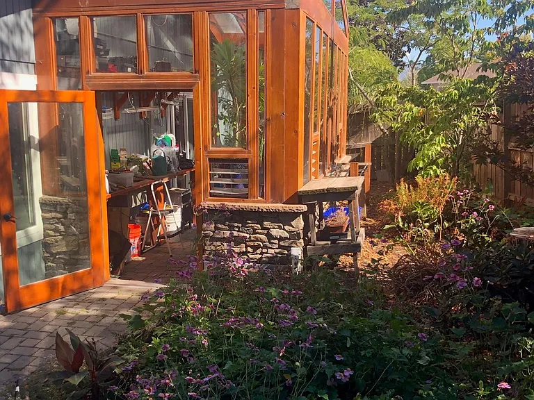 Backyard/greenhouse.