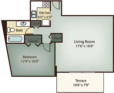 Floor plan 1 BD 1 BA