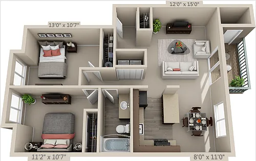 Floor plan 2x1a