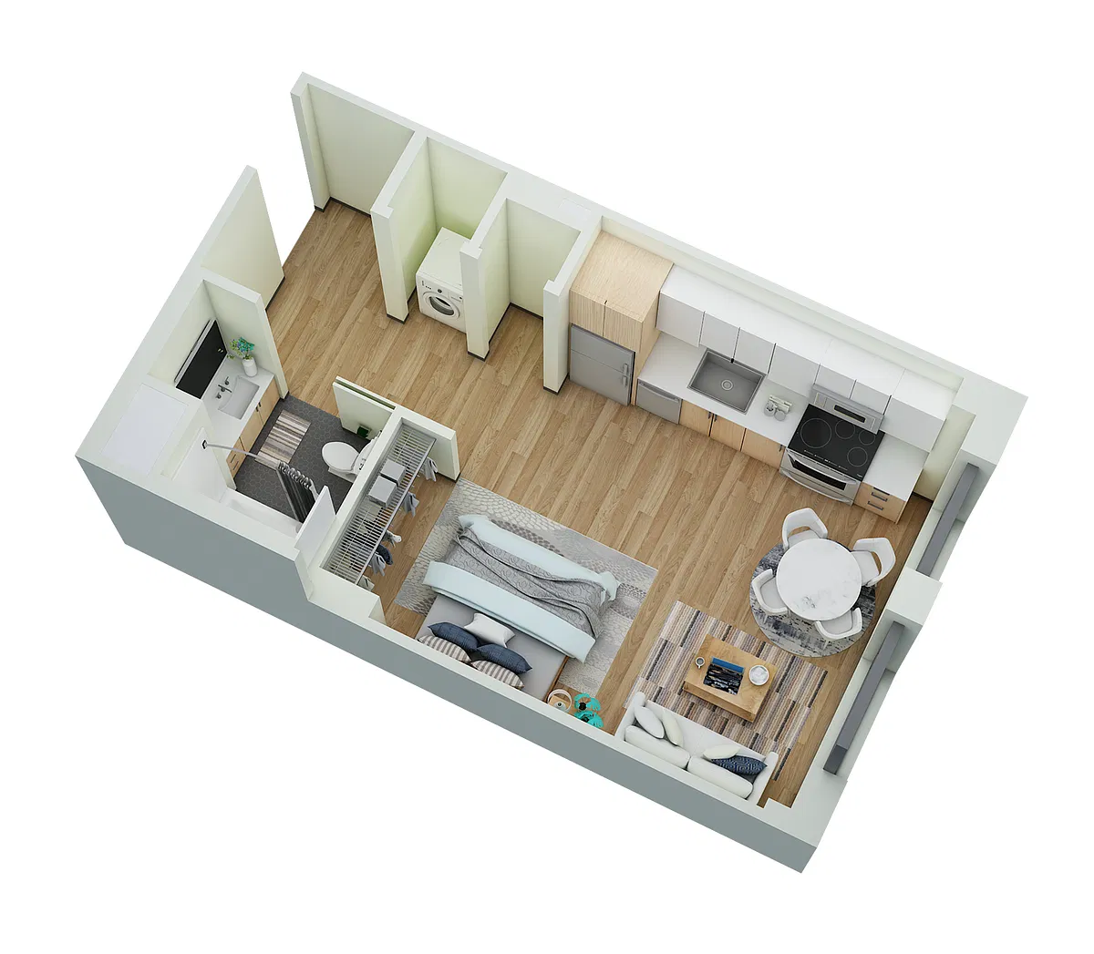 Floor plan Studio 1 Bath-A