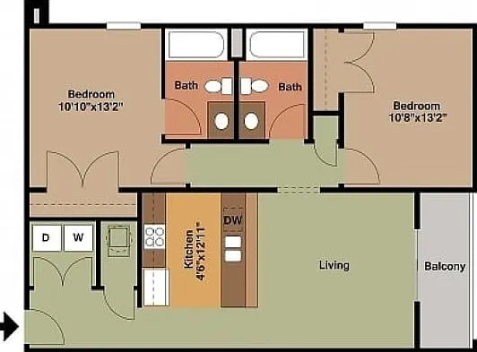 2 Bedroom, 2 Bathroom Market Street Floor Plan 2D 2 Bedroom, 2 Bathroom Market Street Floor Plan 2D