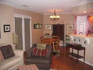 Kitchen and Dining area have beautiful laminate flooring