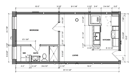 Floor plan 1 Bedroom / 1 Bath