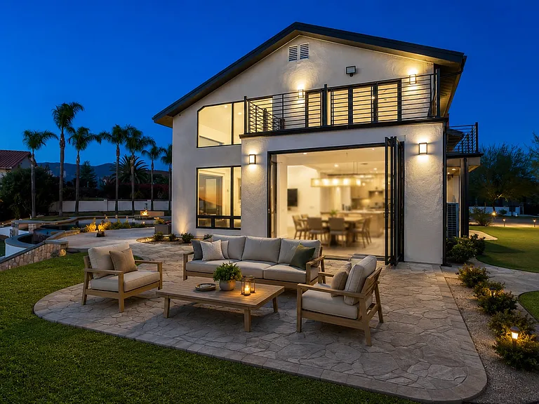 The patio outside of the dining room can be used in many ways - as outdoor dining, lounge or play area.