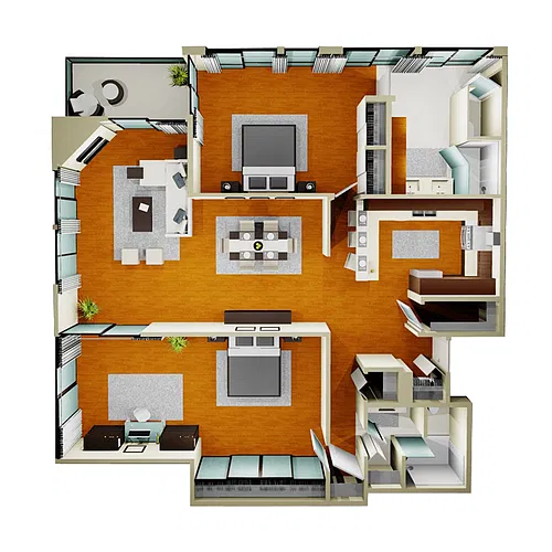 Floor plan Two Bedroom Corner Unit