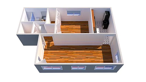 Floor plan 1 Bedroom 1Bath