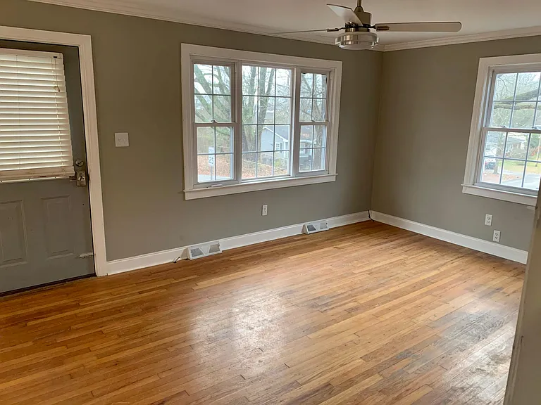 Spacious living room with a lot of natural light!